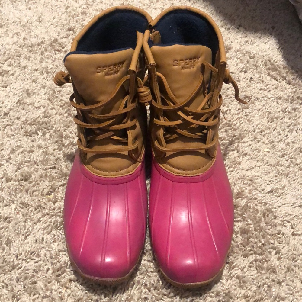 Pink Girls Sperry Saltwater Boots 🦆🥾💓